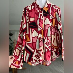Warm toned Abstract Print Button-Down Shirt